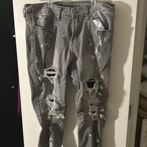 Rue 21 Grey Painted Ripped Jeans